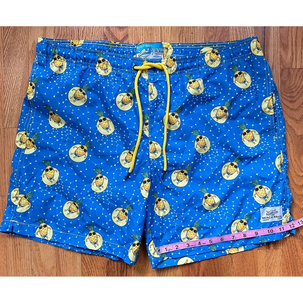 Beach Bros Swim‎ Trunks Men's 2XL Quick Dry Geometric Cool Pineapple Shorts